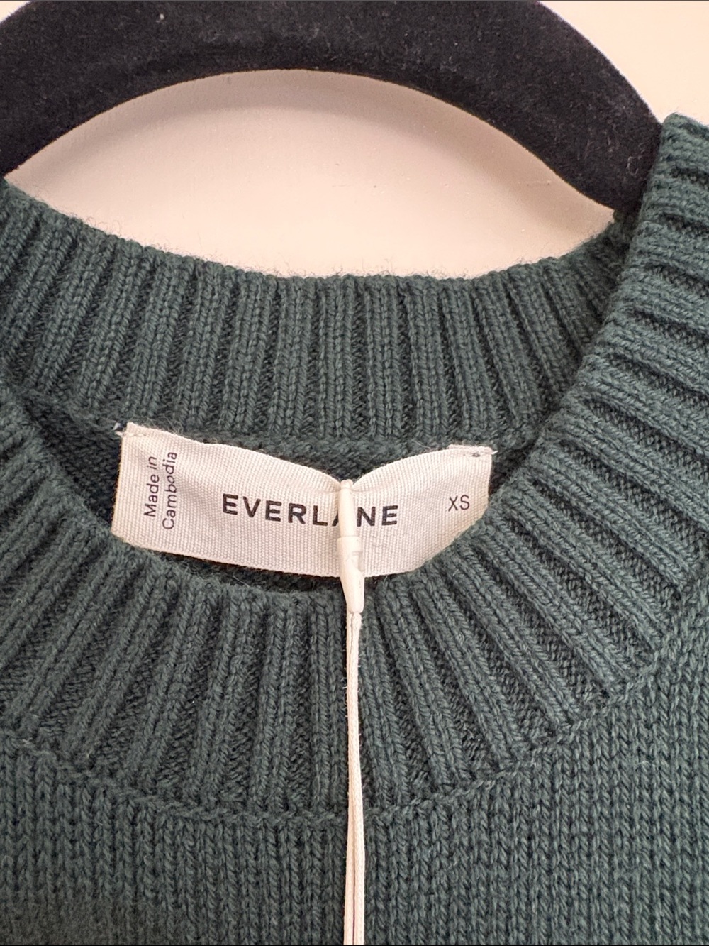 Everlane Dark Green Cotton Crewneck Sweater, XS - Picture 3 of 5